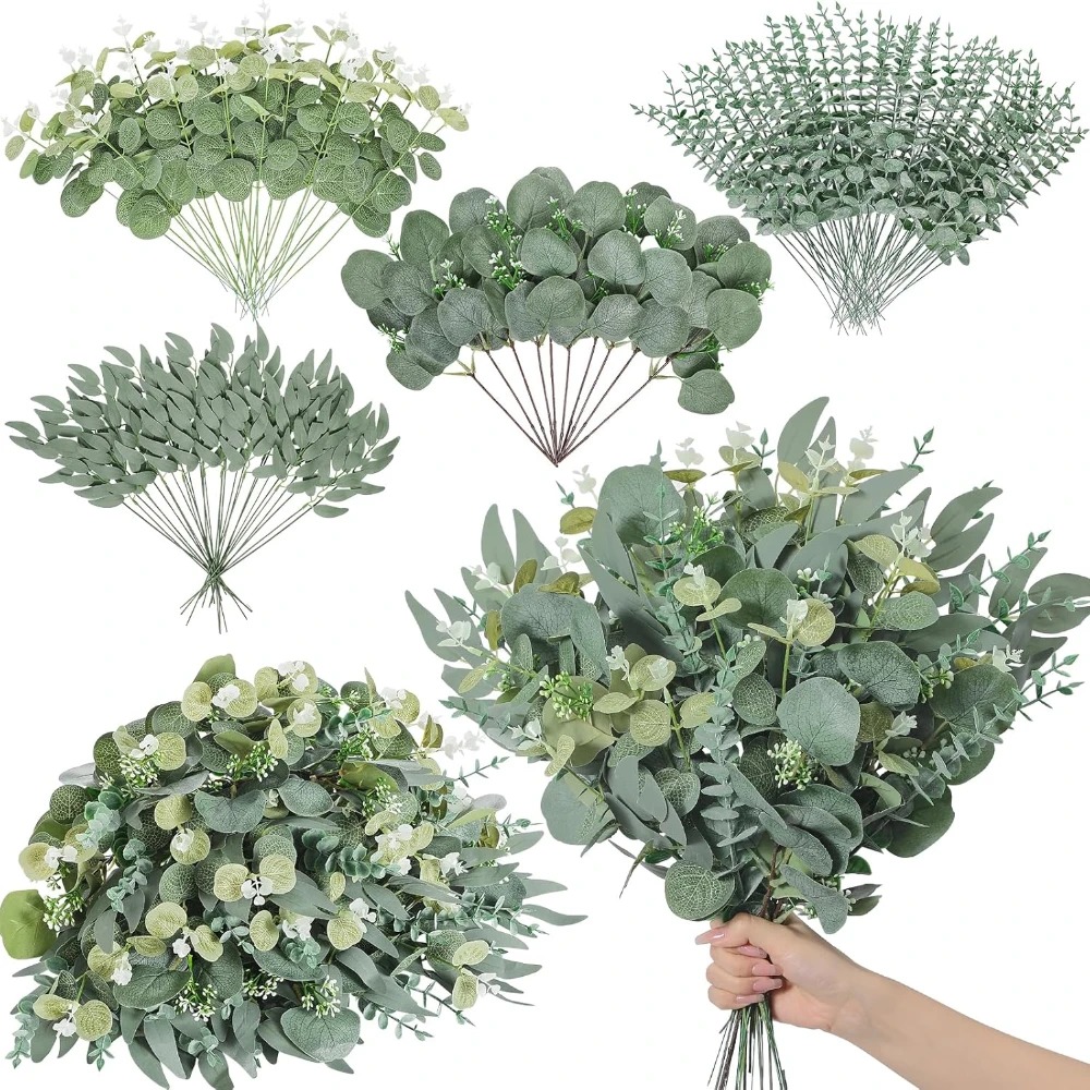 Eucalyptus Preserved - 20 adet Okaliptüs Yaprakları Kaynaklanıyor Yapay